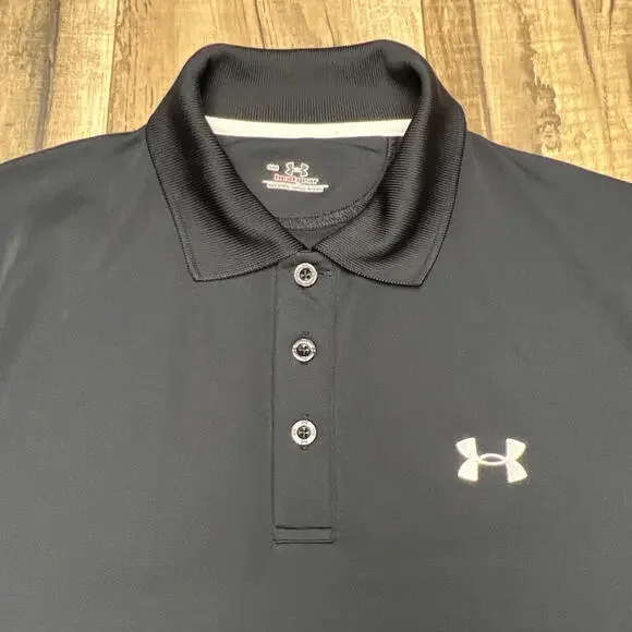 Under Armour HeatGear Performance Polo Golf Shirt Mens Small Fit Black Active. - Picture 3 of 13